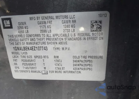 2014 Chevrolet Equinox 1Lt from USA, damaged, VIN 1GNALBEK4EZ107743